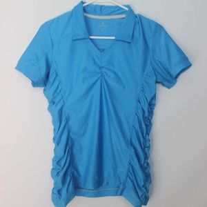 Athleta Medium Blue Pull Over Collard Shirt